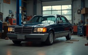 Mercedes Classe B W245 dans un garage, illustrant les problèmes mécaniques à éviter.