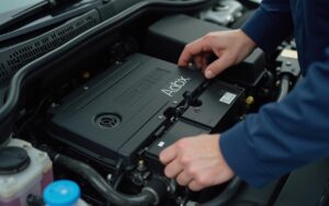 Mécanicien inspectant les modules électroniques Aldex d'une Volkswagen Golf.