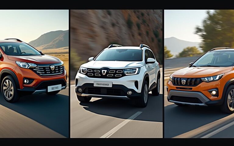 Collage de voitures Dacia, Daihatsu et Dodge illustrant la diversité des marques automobiles.