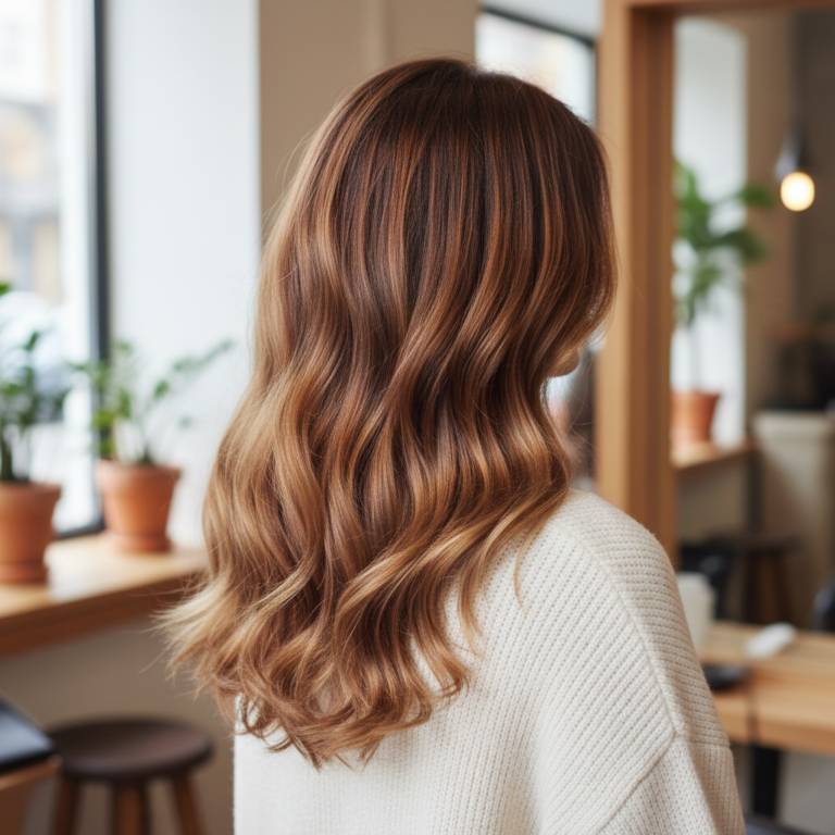 Illustration réaliste sur La teinte caramel illumine vos cheveux avec naturel