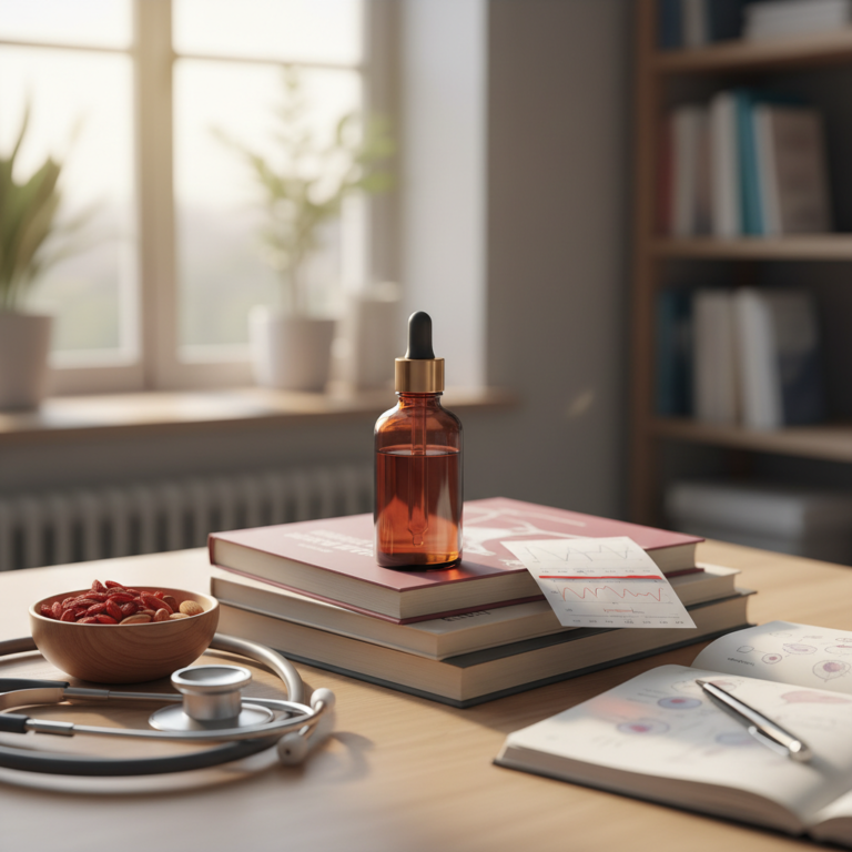 Illustration réaliste sur Ferritine élevée : causes et démarches santé