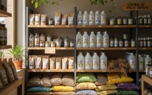 Magasin de jardinage en Espagne avec glyphosate et alternatives naturelles.