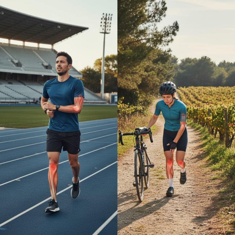 Illustration réaliste sur Syndrome des loges chronique : guide sportifs bordelais